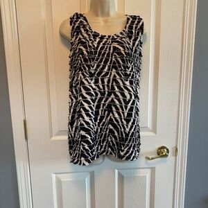 Chico’s Zebra Print Ruffle Sleeveless Blouse Sz L